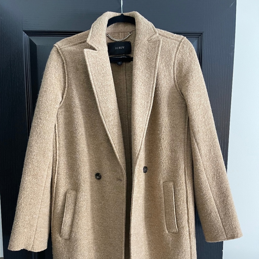 J.Crew Italian Wool Camel Coat – Size 6 Tall – Like New